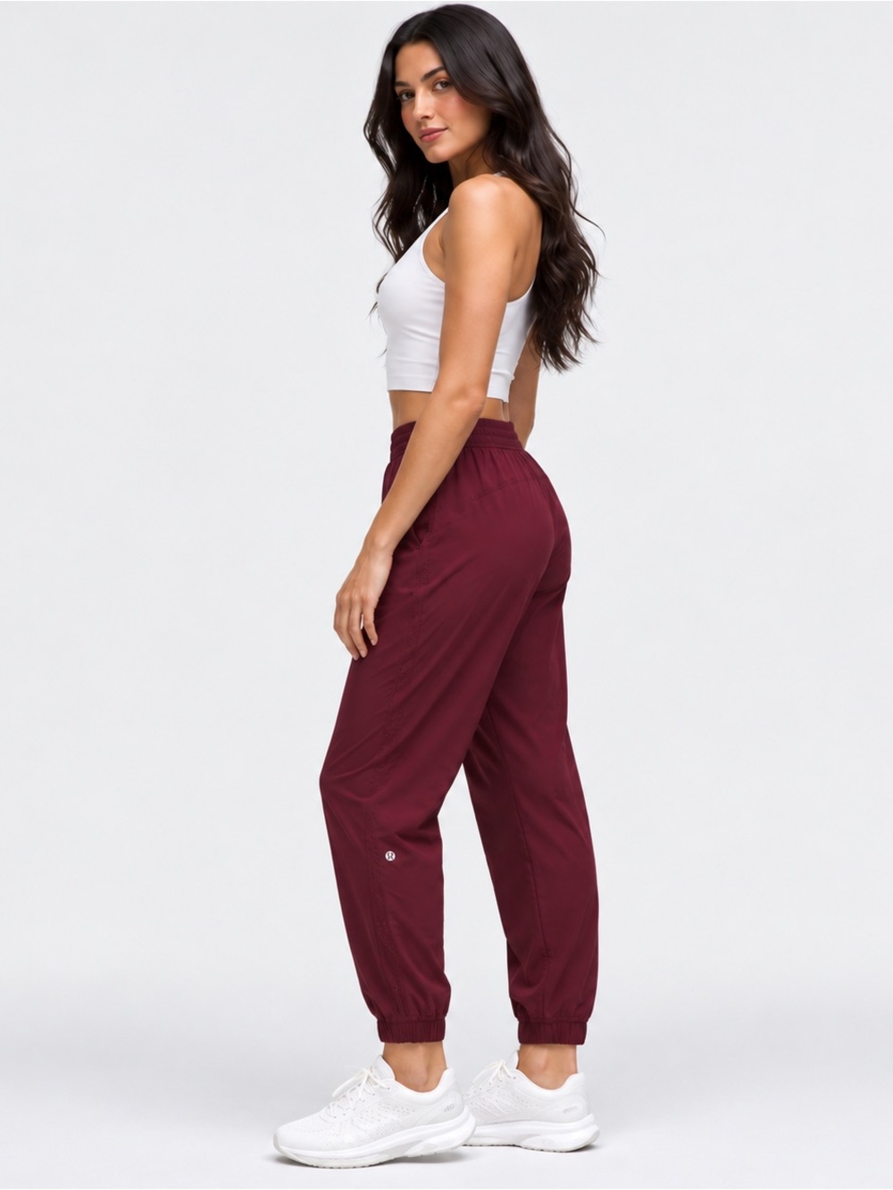 Lululemon Burgundy joggers with elastic waistband and tapered fit NWT